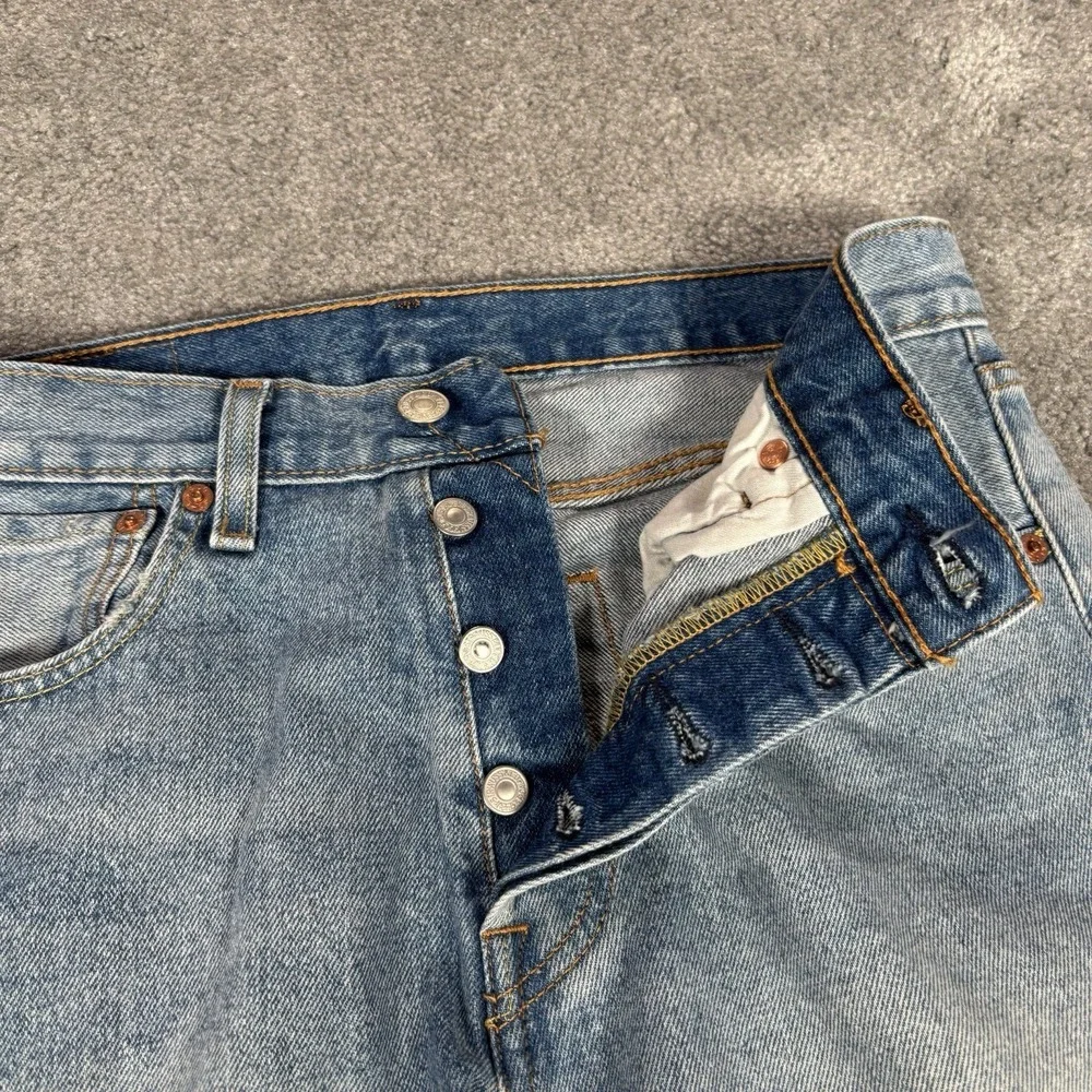 Levis 501 Jeans Men 29x32 Higher Mountain Light Blue Denim DIstressed Button Fly